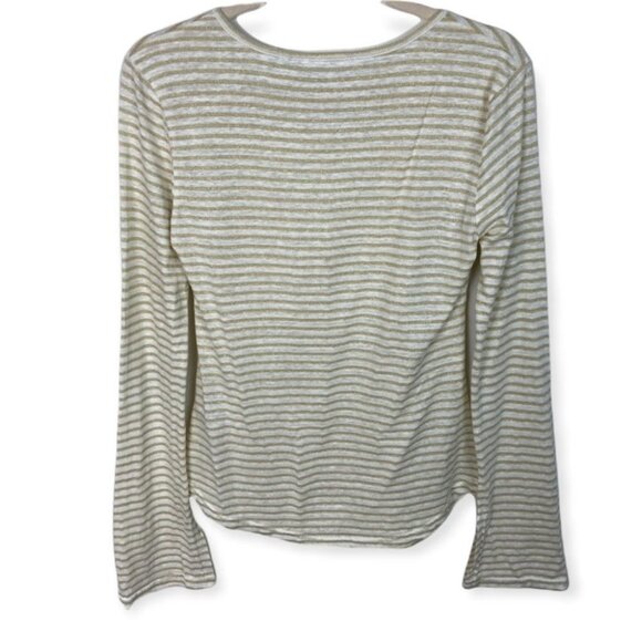 Frame Shirred Bell Sleeve Striped Linen T-Shirt Size Medium Tee LWTS059 Boho M - Picture 5 of 9